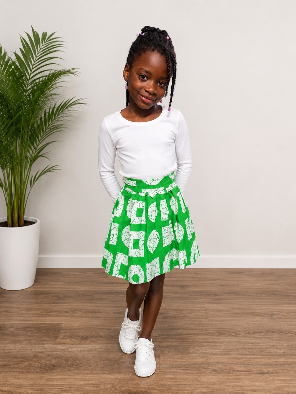 Kids Green Patterned Skirt - Brand